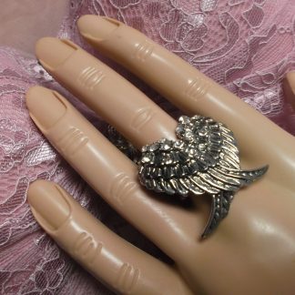 Angel Wings Rhinestone and Silver Ring